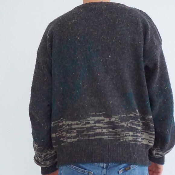 Vintage Cricketeer Grey Wool Blend Equestrian Scene Sweater Old Money Retro M - Picture 2 of 9